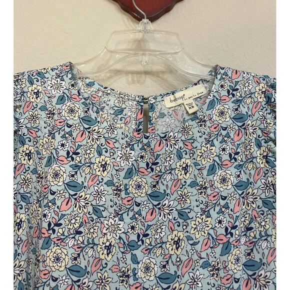 Bebop Womens XS Blue Floral Short 3/4-Sleeved Flowy Pleated Dress NWT! A1830 - Picture 5 of 8